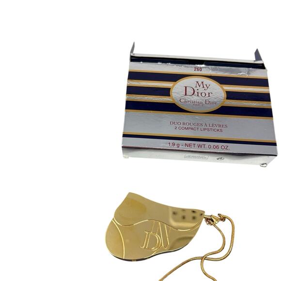 Dior Vintage Sadle Lipstick Compact My Dior 260 Signed W/ Lipstick Mint 3 NO Box - Picture 2 of 8